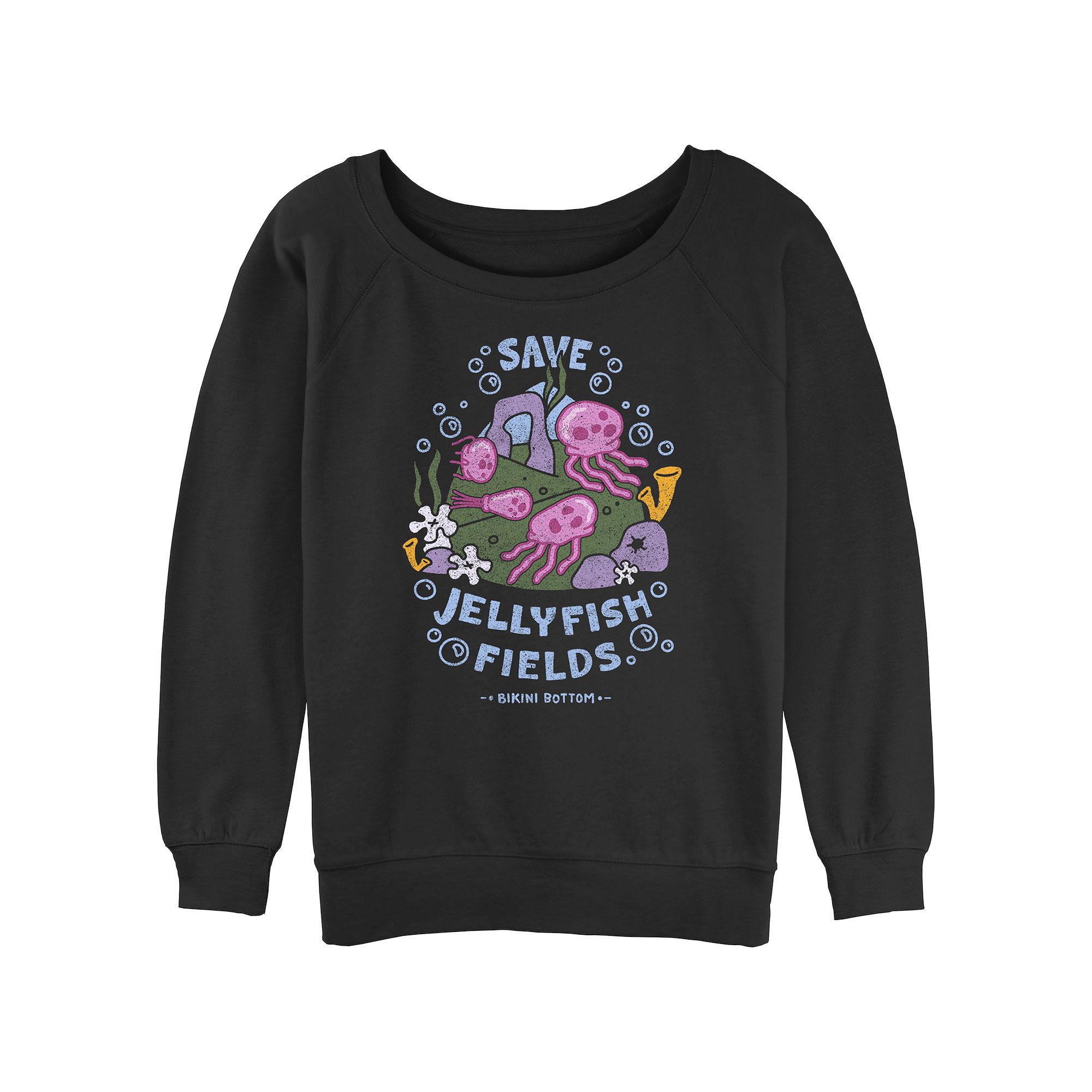 Juniors SpongeBob SquarePants Save Jellyfish Fields Slouchy Terry Graphic 