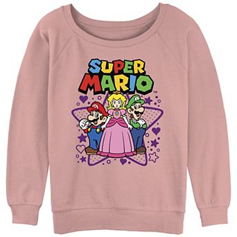 Juniors' Super Mario Bros Main Trio Slouchy Terry Graphic Pullover