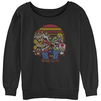 Juniors' Super Mario Bros Mario And Friends Sunset Group Slouchy Terry Graphic Pullover