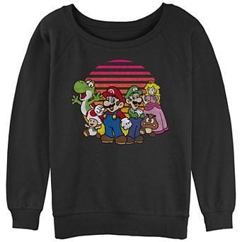 Juniors' Super Mario Bros Sunset Group Slouchy Terry Graphic Pullover