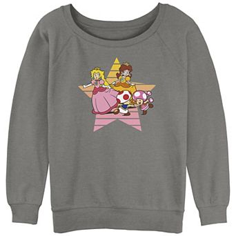 Juniors' Super Mario Bros Princess Peach And Friends Slouchy Terry Graphic Pullover