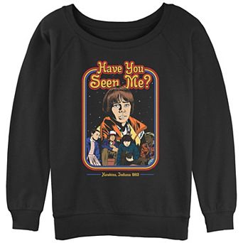 Juniors' Stranger Things Have You Seen Me Poster Slouchy Terry Graphic Pullover