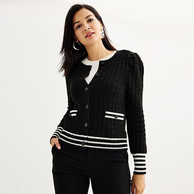 Women s Nine West Metallic Knit Cardigan Sweater
