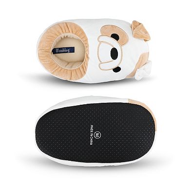 Wembley Plush Pug Puppy Dog Memory Foam Adult Slippers