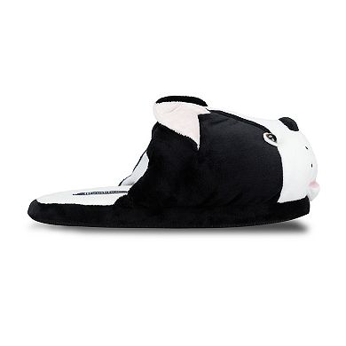 Wembley Black & White Dog Plush Memory Foam Adult Slippers