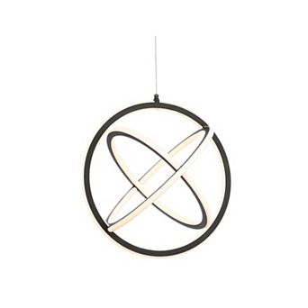 Orbit 16.5" Adjustable Integrated Led Metal Pendant, Black