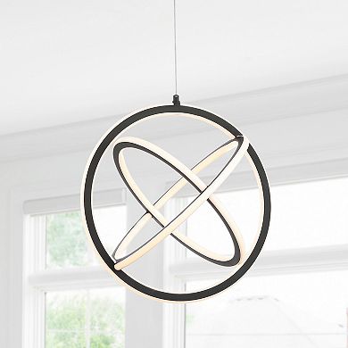 Orbit 16.5" Adjustable Integrated Led Metal Pendant, Black