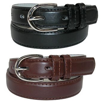 Ctm Kid's Basic Leather Dress Belt (pack Of 2 Colors)