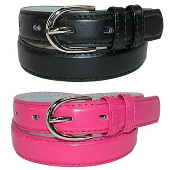 Ctm Kid's Basic Leather Dress Belt (pack Of 2 Colors)
