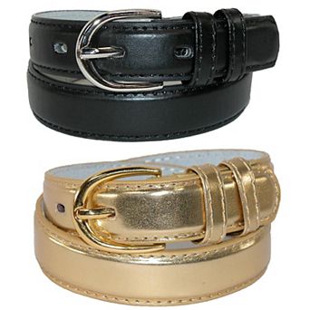 Ctm Kid's Basic Leather Dress Belt (pack Of 2 Colors)