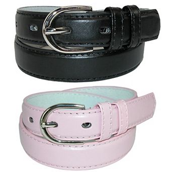 Ctm Kid's Basic Leather Dress Belt (pack Of 2 Colors)