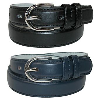 Ctm Kid's Basic Leather Dress Belt (pack Of 2 Colors)