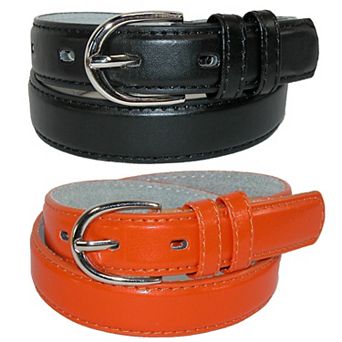 Ctm Kid's Basic Leather Dress Belt (pack Of 2 Colors)