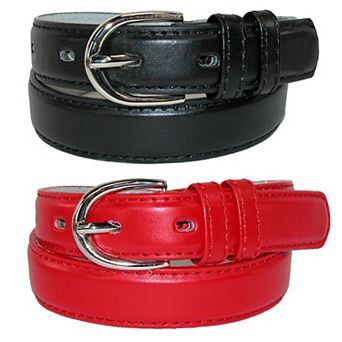Ctm Kid's Basic Leather Dress Belt (pack Of 2 Colors)