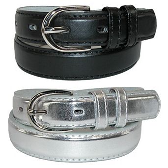 Ctm Kid's Basic Leather Dress Belt (pack Of 2 Colors)