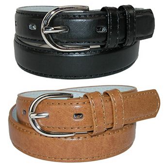 Ctm Kid's Basic Leather Dress Belt (pack Of 2 Colors)
