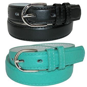 Ctm Kid's Basic Leather Dress Belt (pack Of 2 Colors)