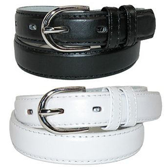 Ctm Kid's Basic Leather Dress Belt (pack Of 2 Colors)