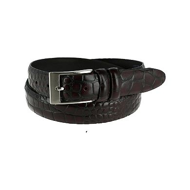 CTM Men's Big & Tall Leather Croc Print Belt