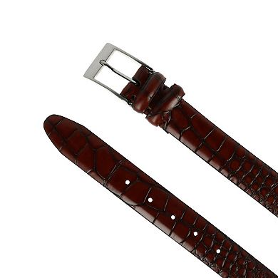 Ctm Men's Big & Tall Leather Croc Print Belt