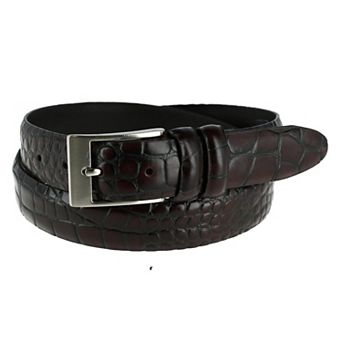 Ctm Men's Big & Tall Leather Croc Print Belt
