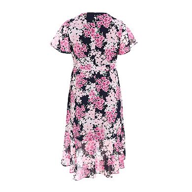 Quiz Women's Plus Size Floral Print Midi Dip Hem Dress