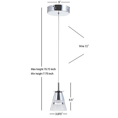 Alain 5" 1-light Adjustable Metal Integrated Led Pendant, Chrome