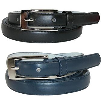 CTM Women's Skinny 3/4 Inch Leather Dress Belt (Pack of 2 Colors)