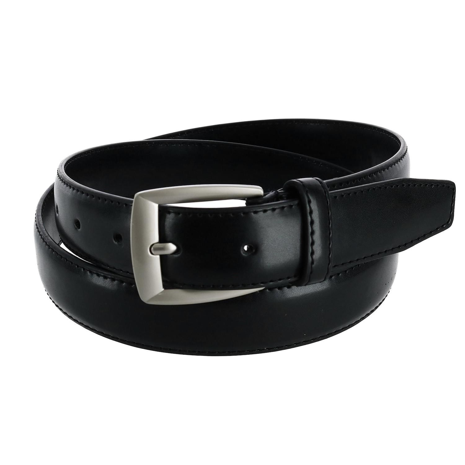 CTM Men's Basic Leather Dress Belt - Silver Buckle, 1.125 Inches Wide, Bonded Leather, Sizes Up - View #9