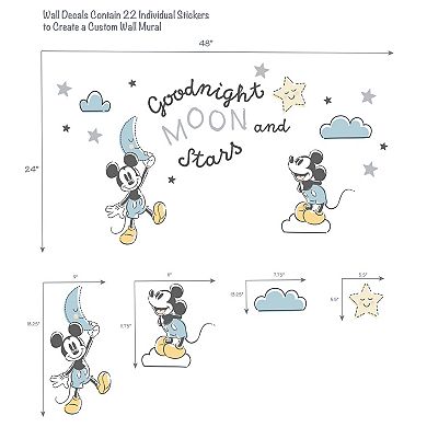 Lambs & Ivy Disney Baby Moonlight Mickey Mouse Blue/black Wall Decals/stickers