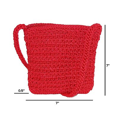 CTM Women's Crochet Crossbody Handbag