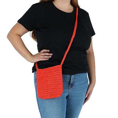 CTM Women's Crochet Crossbody Handbag