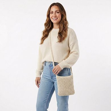 CTM Women's Crochet Crossbody Handbag