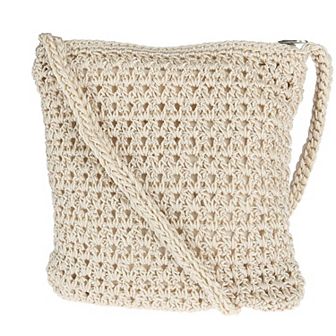 CTM Women's Crochet Crossbody Handbag