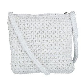 CTM Women's Crochet Crossbody Handbag