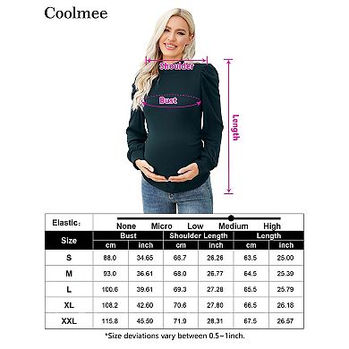 Women's Knit Ribbed Maternity Top Mock Neck Long Sleeve Shirts Pregnant Ruched Tunic Pullover Top