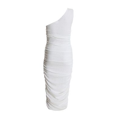 Quiz Women's Textured Buckle Detail One-shoulder Midi Dress