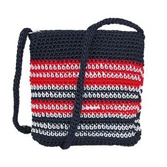 Striped Crochet Cross Body Handbag