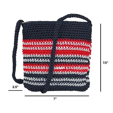 Striped Crochet Cross Body Handbag