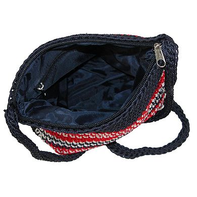 Striped Crochet Cross Body Handbag