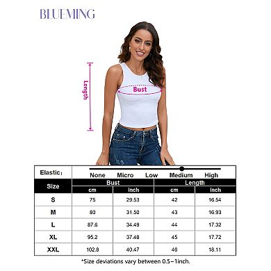 Womens Basic Sleeveless Casual Tank Tops Bustier Crop Top Bustier Ribbed Fitted Cropped Tank