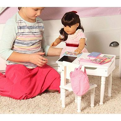 12 Piece Doll Desk & Chair With Classroom Accessories