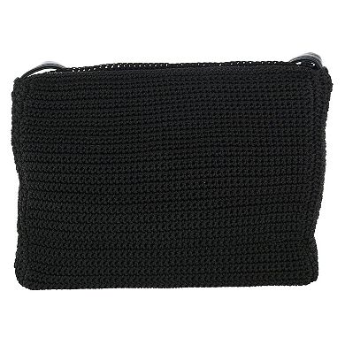 Women's Crochet Crossbody Bag With Faux Leather Strap