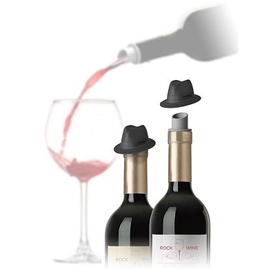 Wine Pourer And Stopper Top Hat 2 Pack