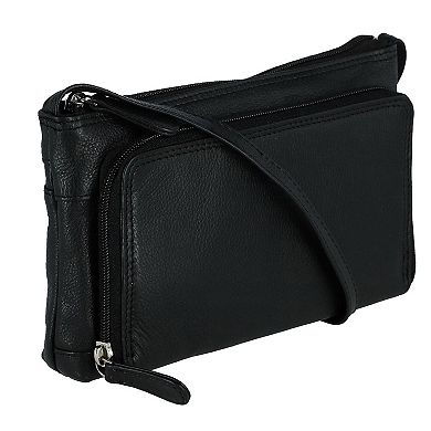 Women's Leather Organizer Crossbody Handbag