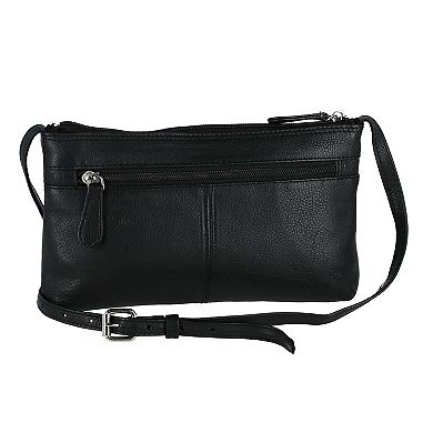 CTM Women's Leather Organizer Crossbody Handbag
