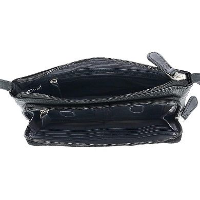 Women's Leather Organizer Crossbody Handbag