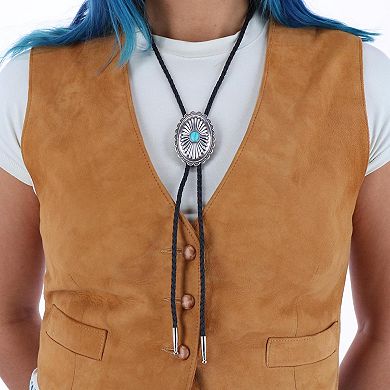 Turquoise Concho Western Bolo Tie