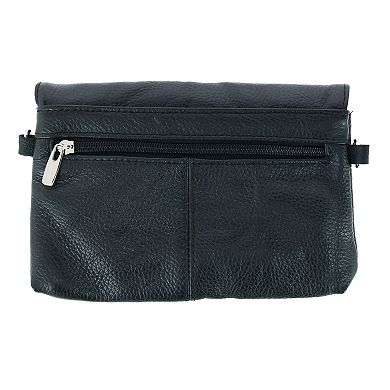 Women's Leather Wristlet Clutch With Removable Crossbody Strap