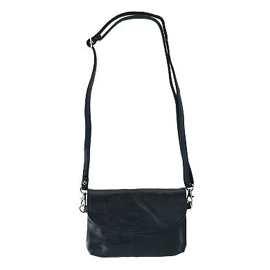 Women's Leather Wristlet Clutch With Removable Crossbody Strap